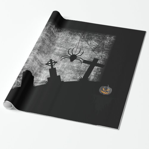 creepy graveyard halloween background wrapping paper