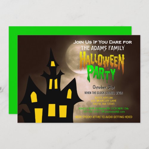 Creepy Graveyard Haunted House Halloween Party Invitation
