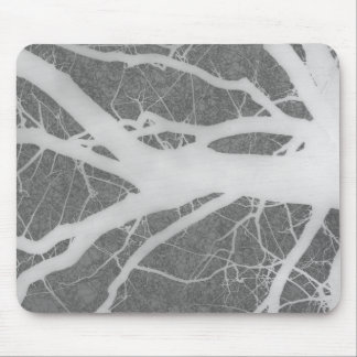 Creepy Gray and White Tree Abstract Mouse Pad