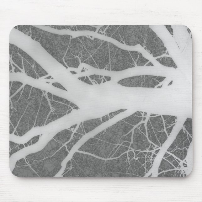Creepy Gray and White Tree Abstract Mouse Pad (Front)