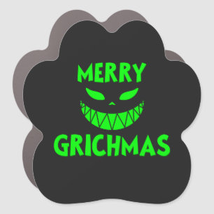 Creepy Green Grinch Christmas Face Dark Festive Car Magnet