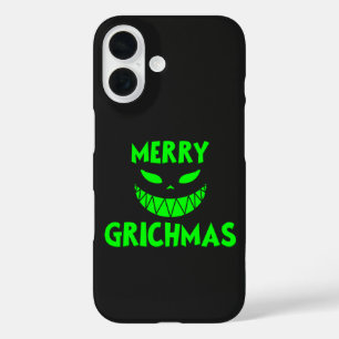 Creepy Green Grinch Christmas Face Dark Festive iPhone 16 Case