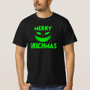 Creepy Green Grinch Christmas Face Dark Festive T-Shirt