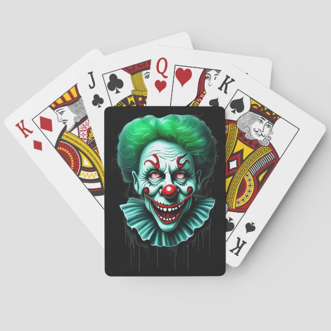 Creepy Green Hair Clown Poker Cards (Back)
