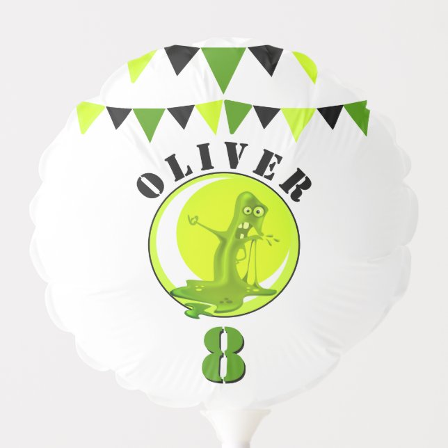 Creepy Green Slime Monster Kid`s Birthday Party Balloon (Front)