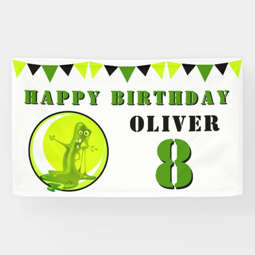 Creepy Green Slime Monster Kids Birthday Party Banner