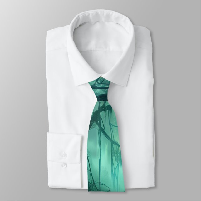 Creepy Green Swamp  Neck Tie (Tied)