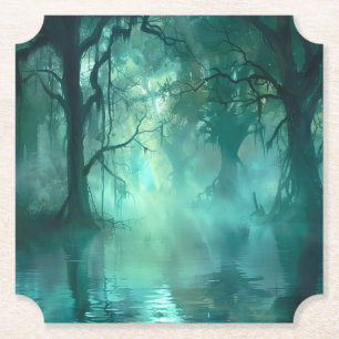 Creepy Green Swamp Paper Coaster