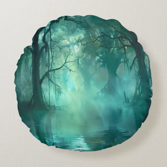 Creepy Green Swamp  Round Pillow (Front)