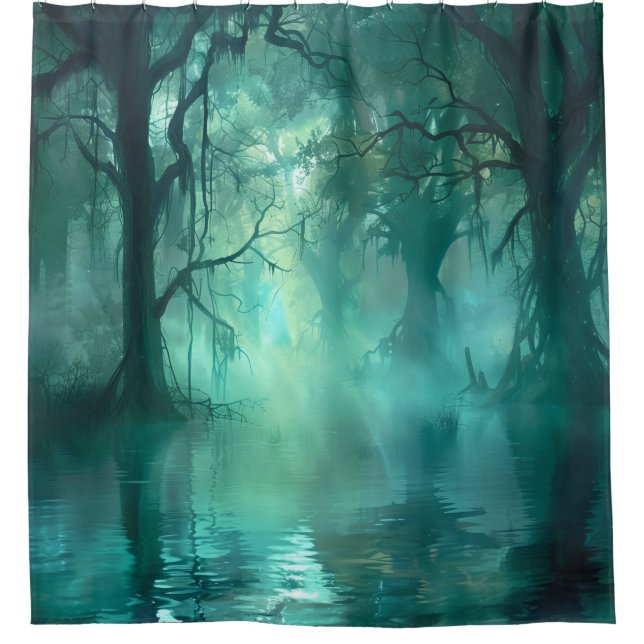 Creepy Green Swamp  Shower Curtain (Front)