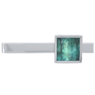 Creepy Green Swamp Silver Finish Tie Bar