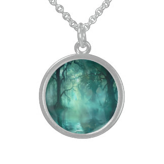 Creepy Green Swamp  Sterling Silver Necklace