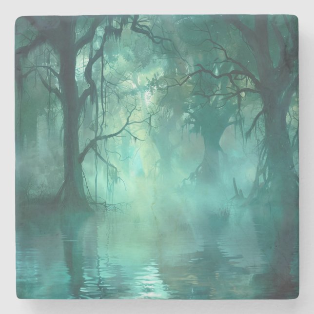 Creepy Green Swamp  Stone Coaster (Front)