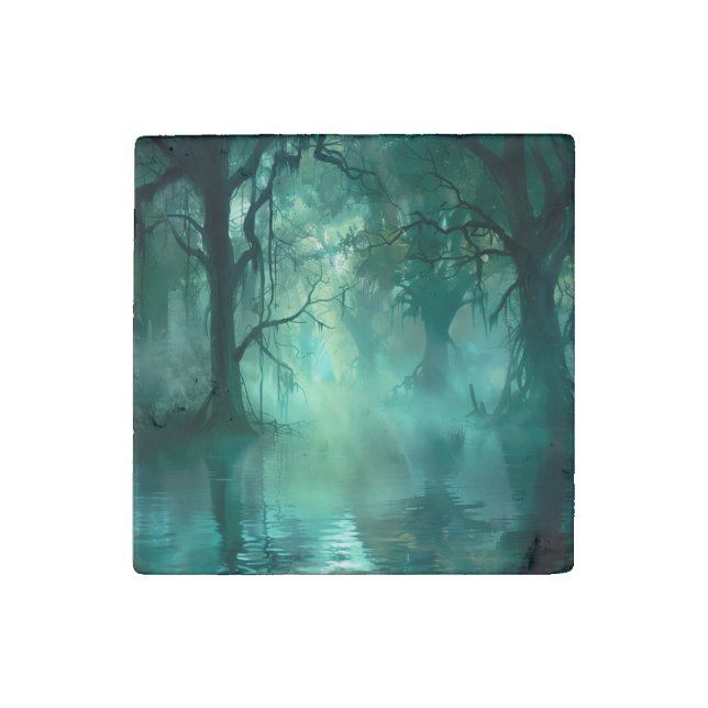 Creepy Green Swamp  Stone Magnet (Front)
