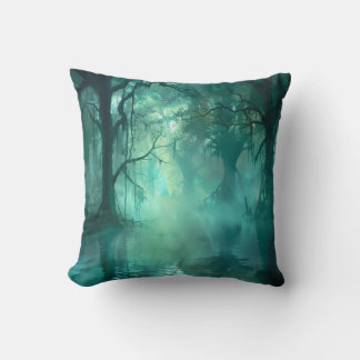Creepy Green Swamp Throw Pillow