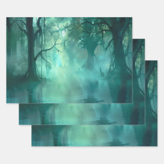 Creepy Green Swamp  Wrapping Paper Sheets