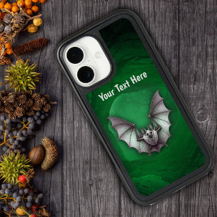 Creepy Grey Bat Green Glow Cave With Tree iPhone 16 Case