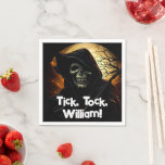 Creepy Grim Reaper Birthday Napkins<br><div class="desc">The grim reaper with his skeletal face and an ominous background makes up this scary design that says,  "Tick,  tock,  name."</div>