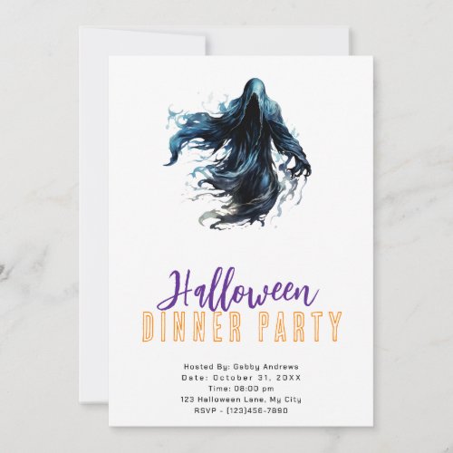 Creepy Grim Reaper Halloween Dinner Party Invitation