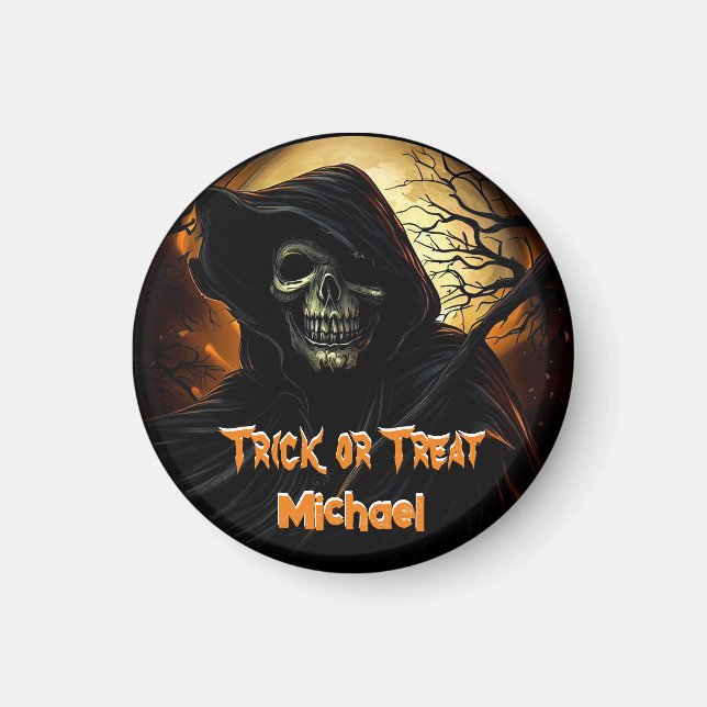 Creepy Grim Reaper Trick or Treat Magnet (Front)