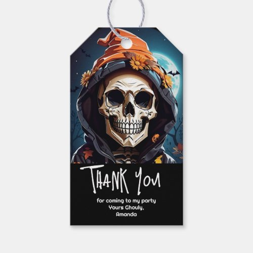 Creepy Grinning Skeleton Party Thank You Gift Tags