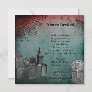 Creepy Grunge Graveyard Halloween Party Invitation