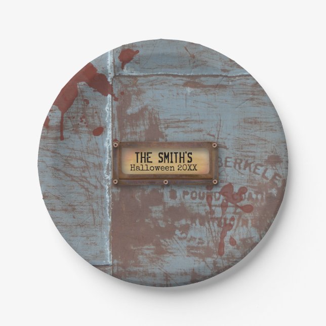Creepy Grunge Undead Halloween Paper Plates (Front)