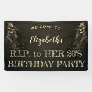 Creepy Hair Skull RIP to Her 20s Birthday Welcome Banner