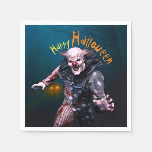 Creepy Halloween 3D Scary Clown  Paper Plate Napkins