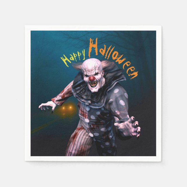 Creepy Halloween 3D Scary Clown  Paper Plate Napkins (Front)
