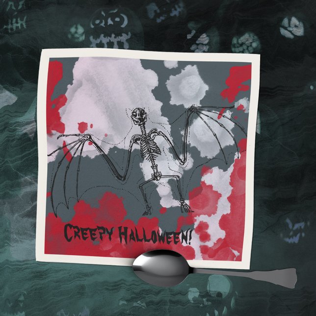 Creepy Halloween Bat Skeleton Napkins (Creepy Halloween Bat Skeleton Napkins ©Susanne Sachers - Sunny Mind Design 🌞)