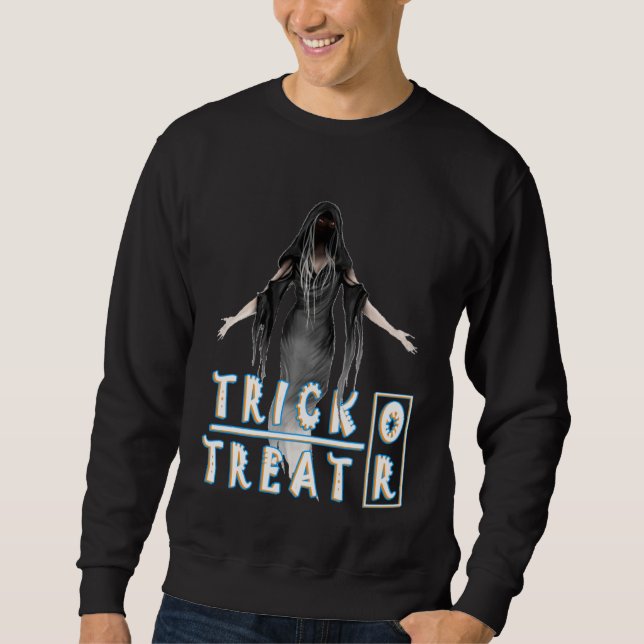 Creepy Halloween black witch Girl  Halloween ghost Sweatshirt (Front)