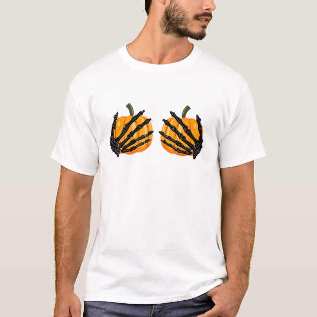 Creepy Halloween Bra Skeleton Pumpkin For Women T-Shirt (Front)
