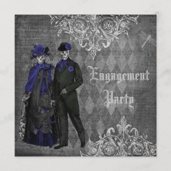 Creepy Halloween Bride & Groom Engagement Party Invitation by AJ_Graphics at Zazzle