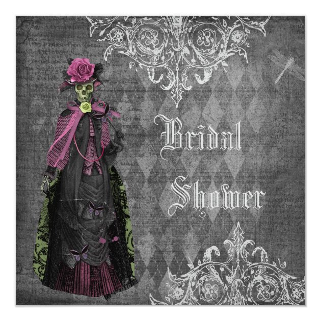 Creepy Halloween Bride Shabby Chic Bridal Shower Invitation