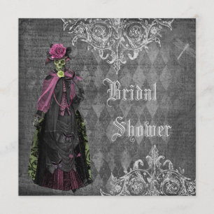 Creepy Halloween Bride Shabby Chic Bridal Shower Invitation