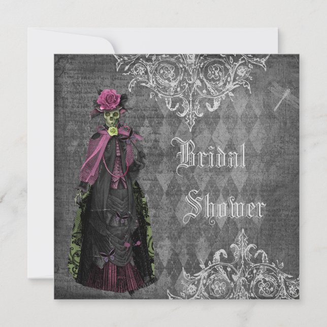 Creepy Halloween Bride Shabby Chic Bridal Shower Invitation (Front)