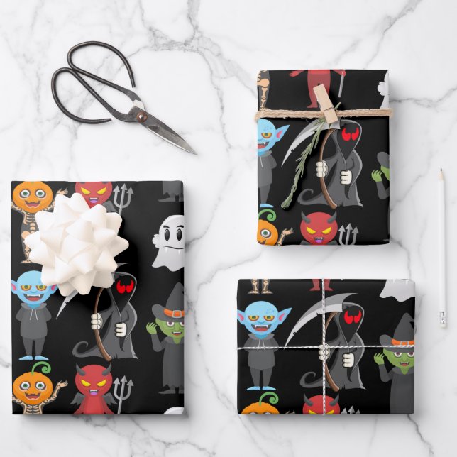 Creepy Halloween Creatures  Wrapping Paper Sheets (Front)