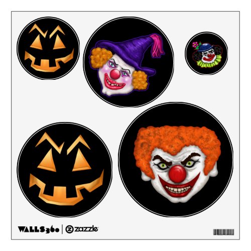 Creepy Halloween Faces  Clowns Wall Decal