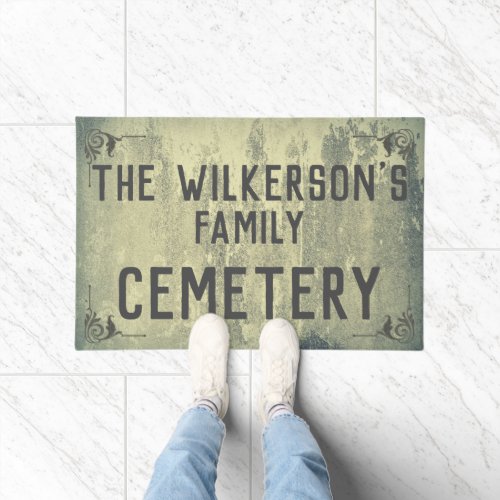 Creepy Halloween Family Cemetery on Concrete Doormat