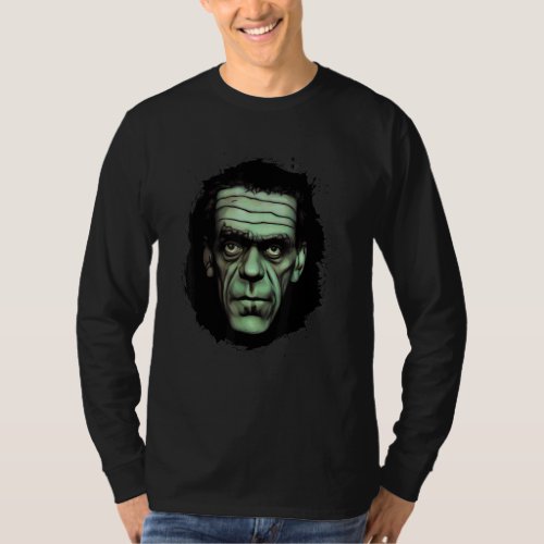 Creepy Halloween Frankenstein Monster Face T_Shirt