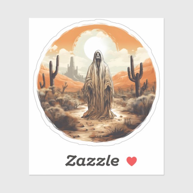 Creepy Halloween Ghost On A Desert Cool Ghost Sticker (Sheet)