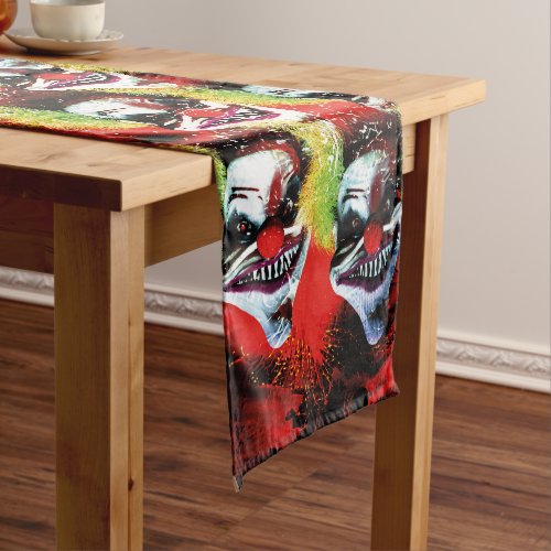 creepy halloween horror clown pattern short table runner