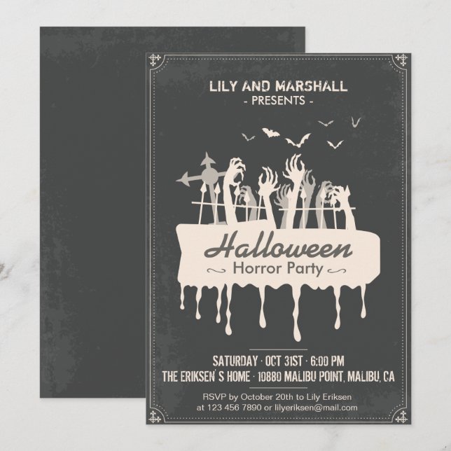 Creepy Halloween Horror Party Invitation (Front/Back)