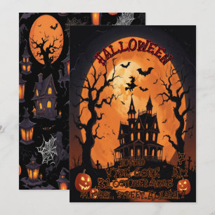 Creepy Halloween Invitation with Haunted Mansion 