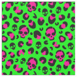 creepy halloween leopard skull pink green punk fabric