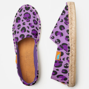 creepy halloween leopard skull purple espadrilles