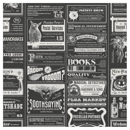 creepy halloween newspaper antique black fabric