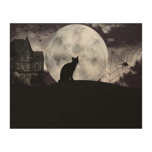 Creepy Halloween Night Wood Wall Art