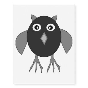 Creepy Halloween Owl Giant Temporary Tattoo